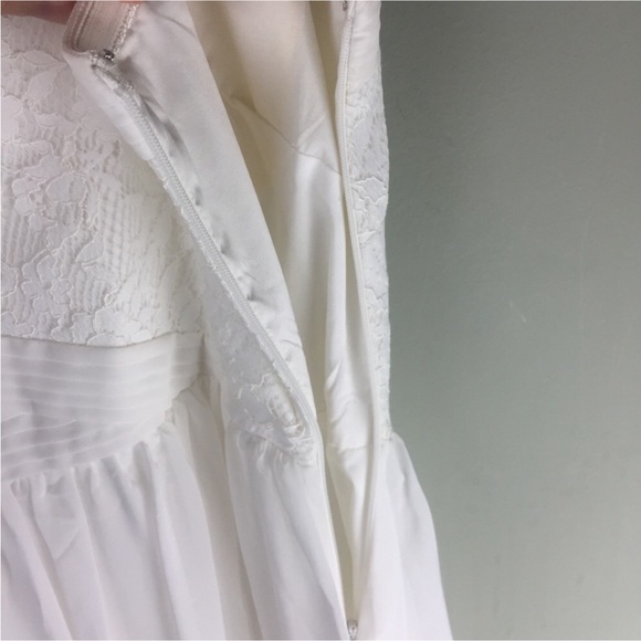 NWT Aidan Mattox Lace Peekaboo One Shoulder Chiffon Ivory Maxi Dress Size 0 - Picture 10 of 14